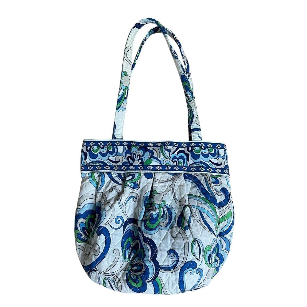 Vera Bradley Medium Mediterranean White Blue Shoulder Purse